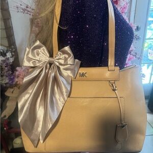 Michael Kors Tan Shoulder Bag with Satin Bow